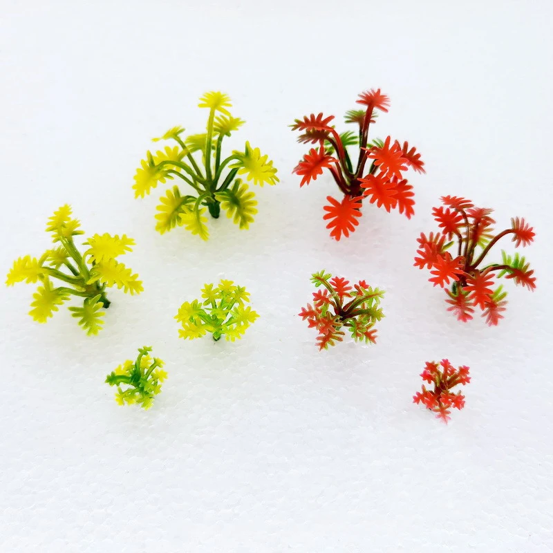 2CM-3.5CM Miniature Flower Grass Model ABS Plant Diy Material For Making Railway Building Sand Table Layout Diorama Kits 100Pcs