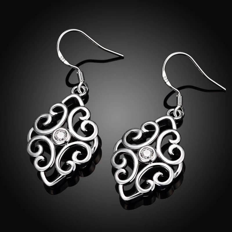 925 Sterling Silver Earrings Retro Pattern Drop Earrings For Women Jewelry Fashion Party and Daily Wear