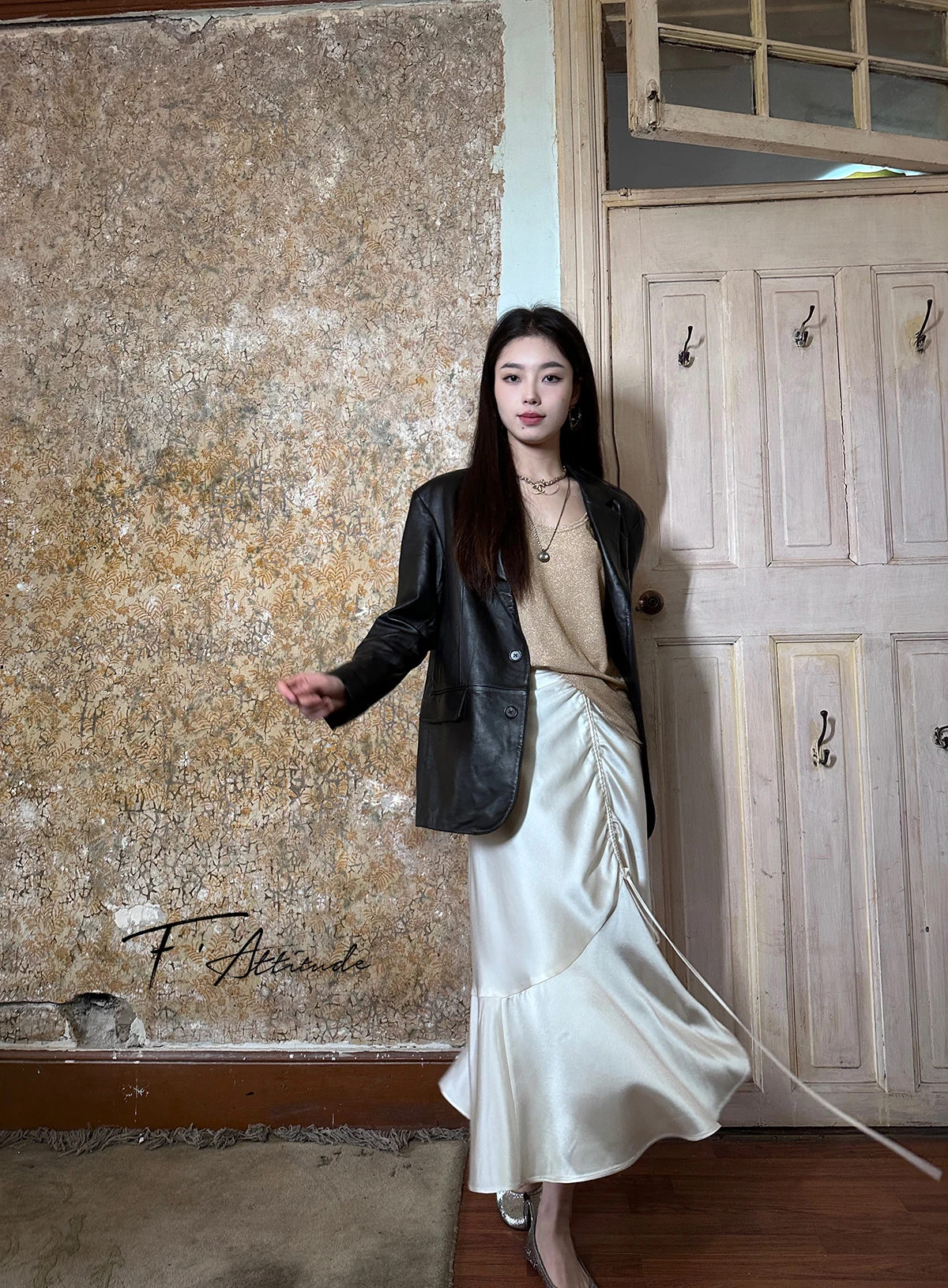 

Spring High Waist Pearl Dstring Fi Tail Skirt Women's Bell Flower Wind Chime f Body Skirt Slimming Mid-Length Acetate