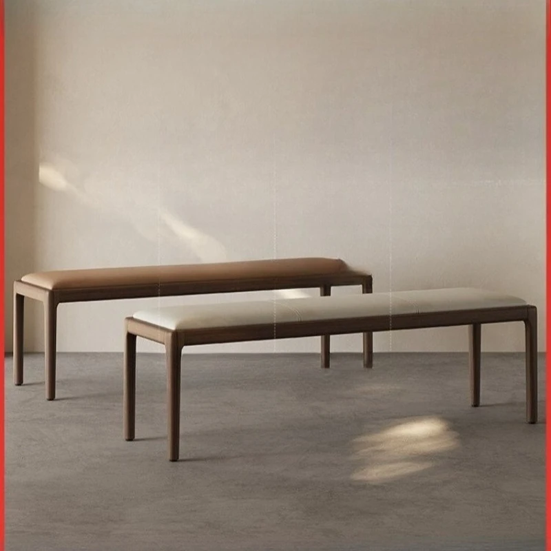 

Solid wood bench modern minimalist home dining room stool bedroom leather bedside stool