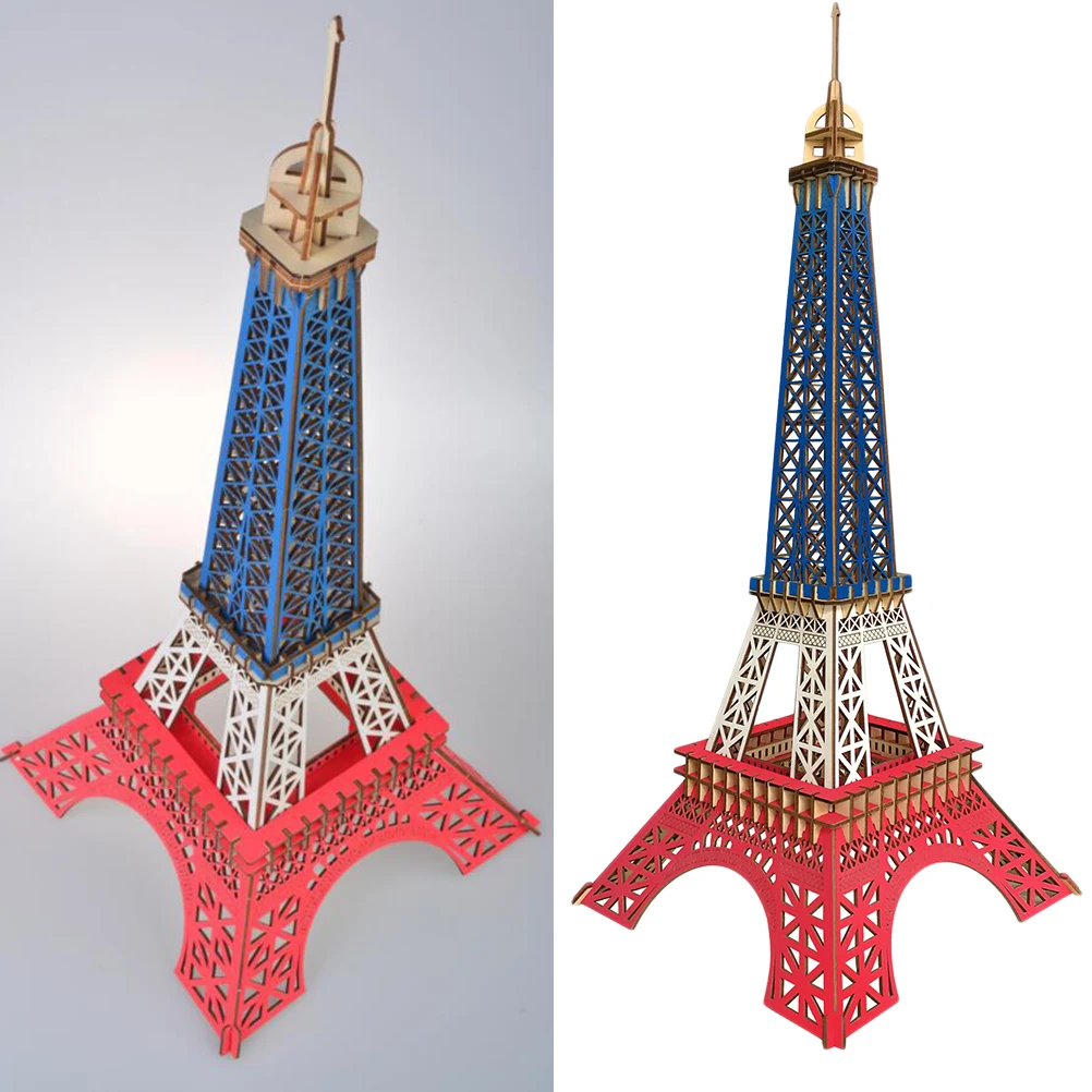 12-Piece 3D Wooden Diy Building Educational Brain Teaser Game Developmental Gift For Children Ages 4-8 Eiffel Tower