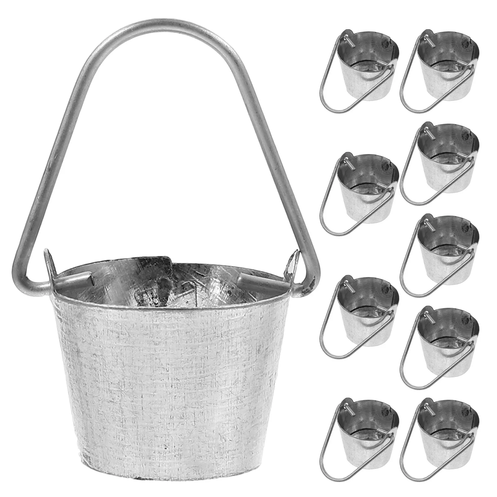 

10Pcs Miniature Decorative Bucket Sturdy Metal Buckets for Miniature Garden Accessories Set Tiny House Outdoor Decoration