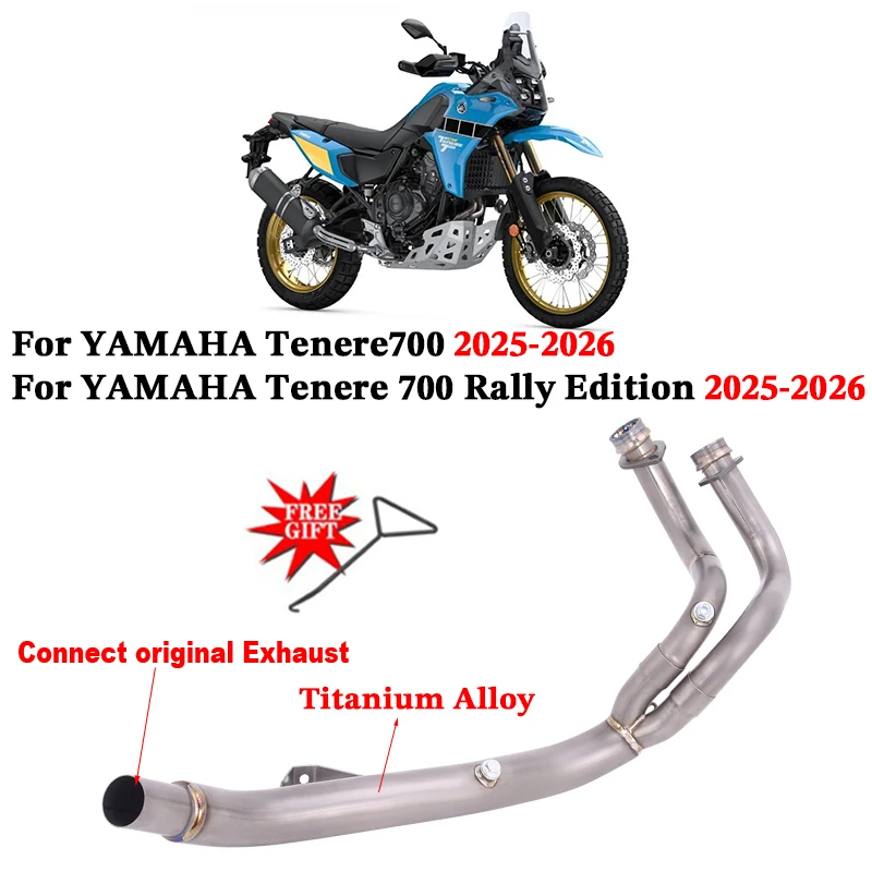 

Slip On For YAMAHA Tenere700 Tenere 700 Rally Edition 2025 2026 Motorcycle Exhaust Escape System Titanium Alloy Front Link Pipe
