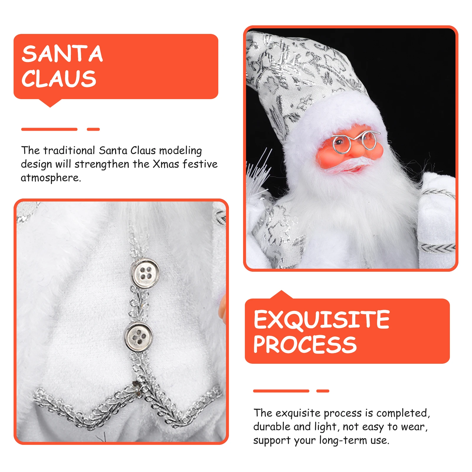 

Santa Claus Ornament Christmas Decor Resin Ornaments Desk Craft Cotton Shelf Sitting Figurines