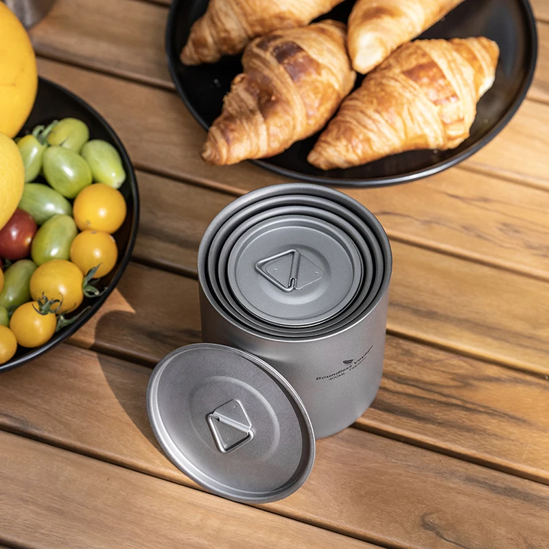 Boundless Voyage Titanium doppelwandiger Becher, ultraleicht, stapelbar, Tee-Trinkgeschirr, tragbar, für Outdoor-Camping, täglich verwendet – Detail 9