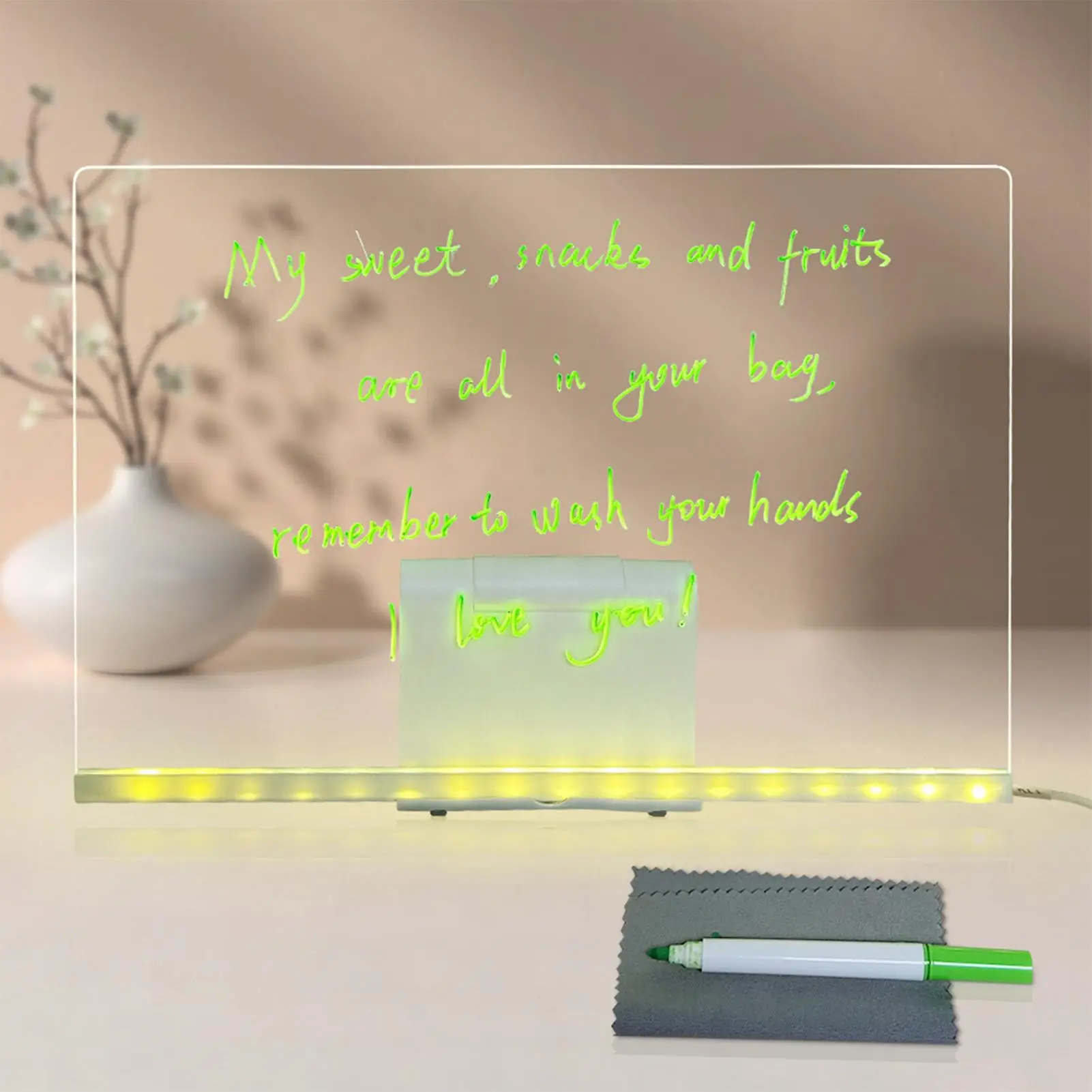 LED Drawing Board Transparent Acrylic Light Up Writing Pad 12 Color Pens Foldable Stand Erasable Glow Doodle Art Kit for Travel