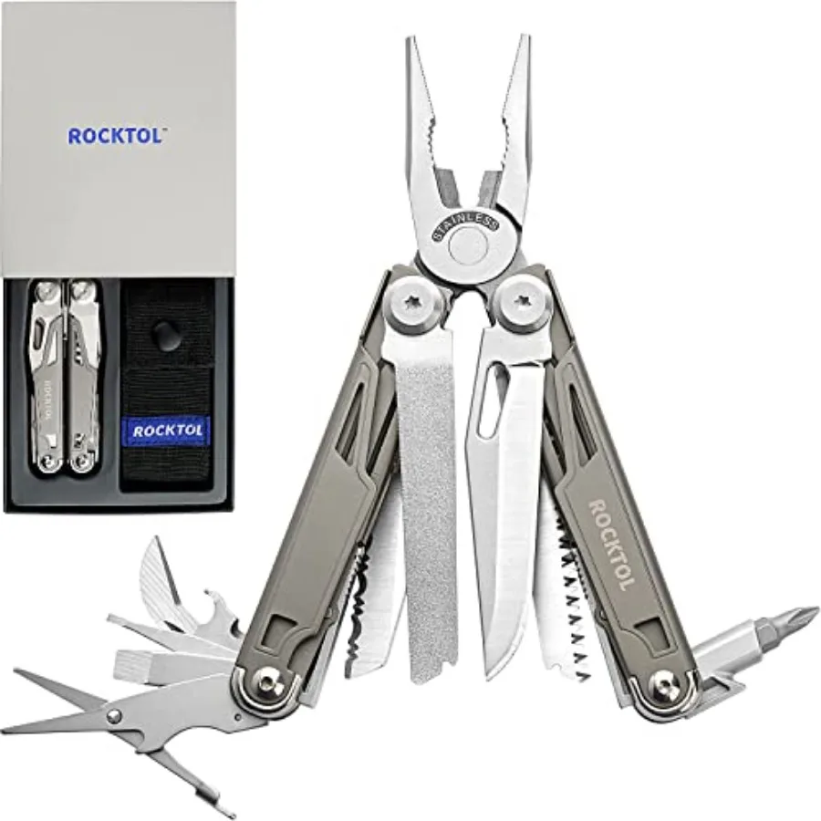 

Multitool19-in-1 Multitool Pliers with Titanium-plated Handle Safety Locking Lightweight EDC Tool and Nylon Sheath for Men Outd