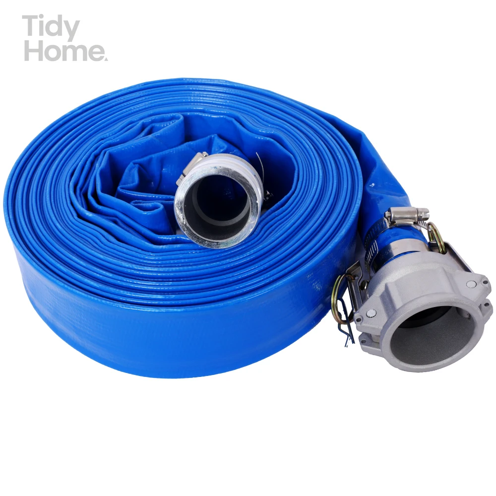 

1.5" ID × 50 ft Pool Backwash Hose, Heavy Duty Reinforced Blue PVC Lay Flat Water Discharge Pump Hoses For Clean Filters