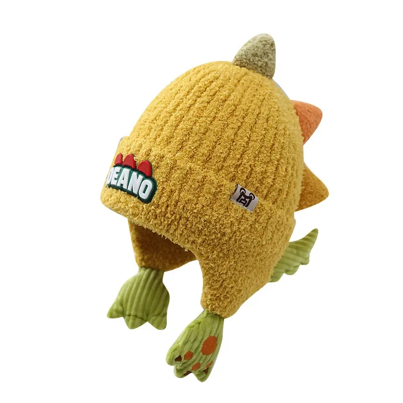 Children\'s Hat Autumn and Winter 2023 New Earflaps Thickened Medium and Big Children Knitted Hat Woolen Cap Fashion