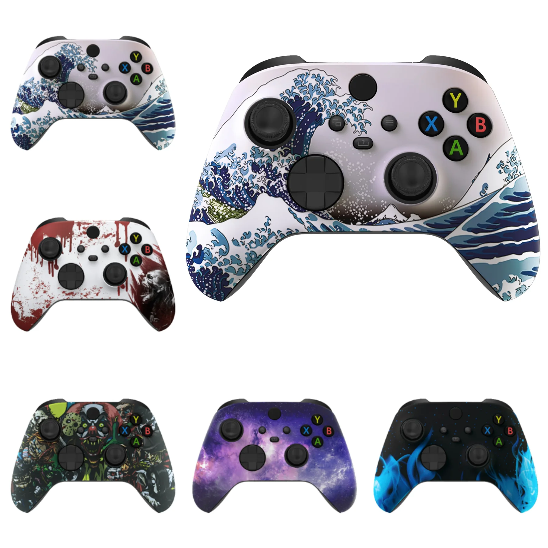 

eXtremeRate ASR Version Front Housing Shell, Custom Soft Touch Cover Faceplate with Accent Rings for Xbox Core Controller