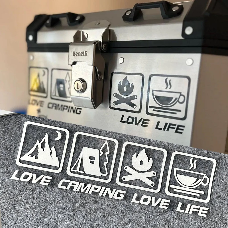 Motorcycle Sticker LOVE CAMPING LOVE LIVE Decorative Reflection Glass Window Promotion Coffee Cart Camping Car Picnic Logo MOTO