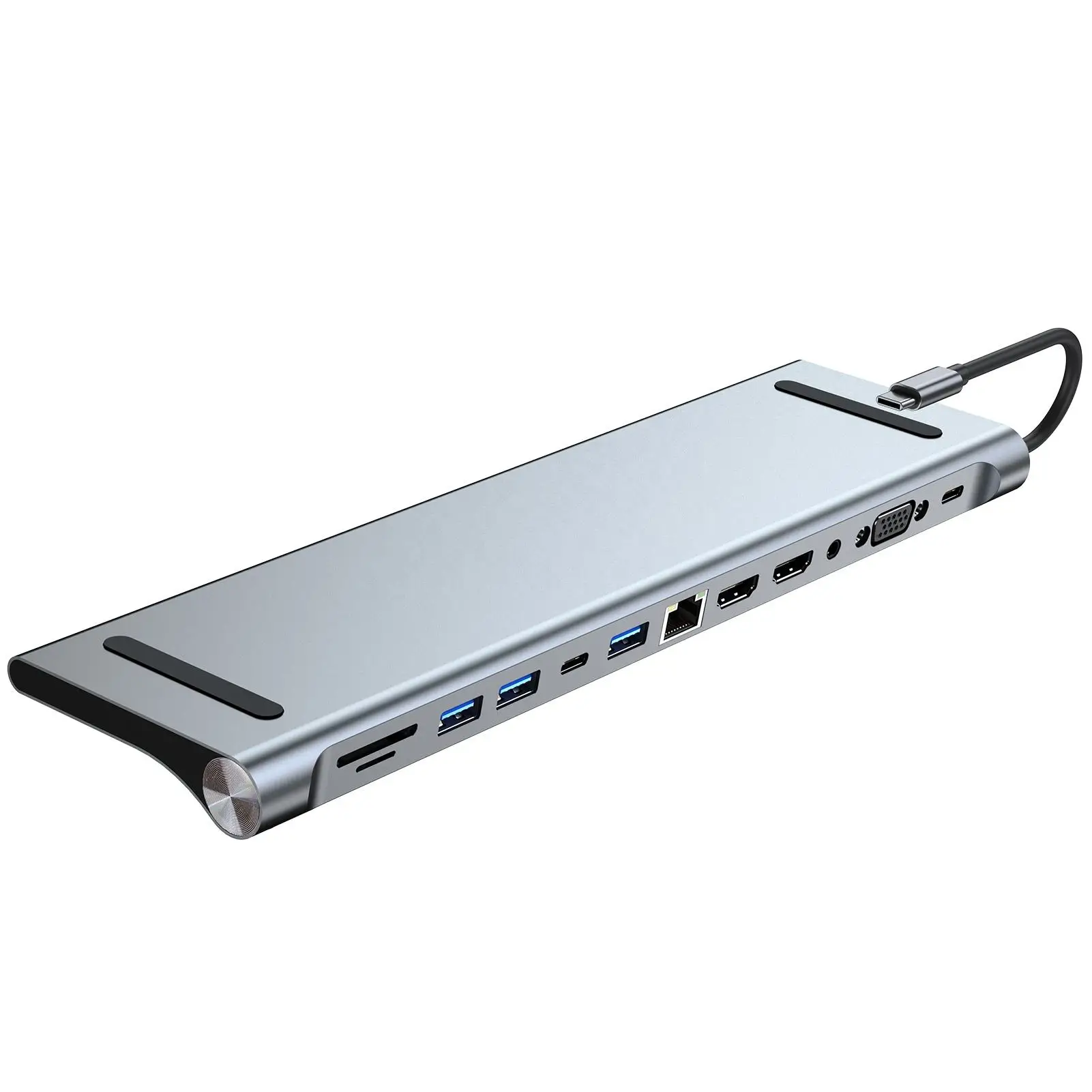 12-in-1 Type C Hub with 2 HDMI Multiport Adapter Dock Station USB 3.0 4K HDMI RJ45 SD/TF VGA PD for Laptop MacBook iPad