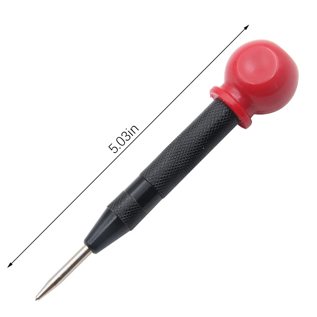 Automatic Center Pin Punch Spring Loaded Marking Wood Press Dent Marker Drill Bit Window Breaking Device Blue without Caps