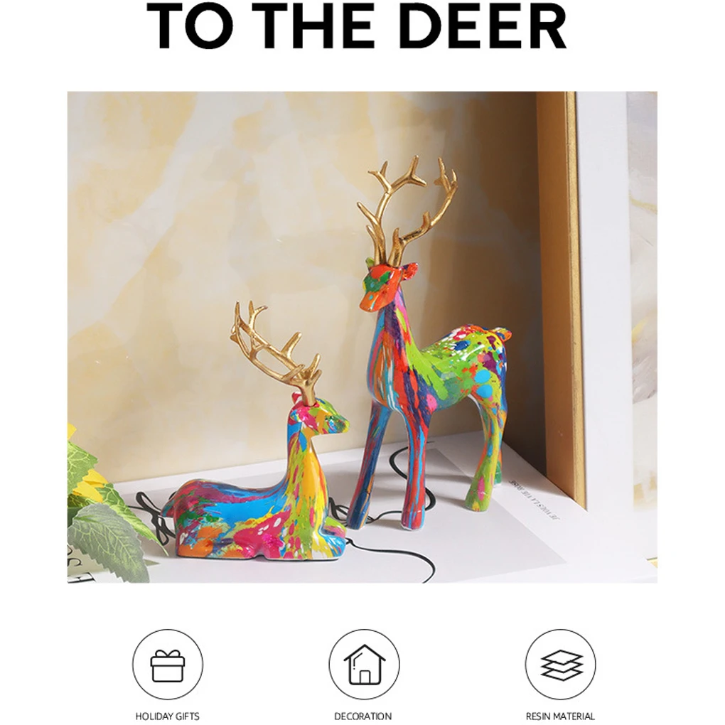 2pcs/set 2 Pairs Of Colorful Deer Ornaments To Brighten Up Christmas Atmosphere With Bright Colors Not Fade Resin Smooth