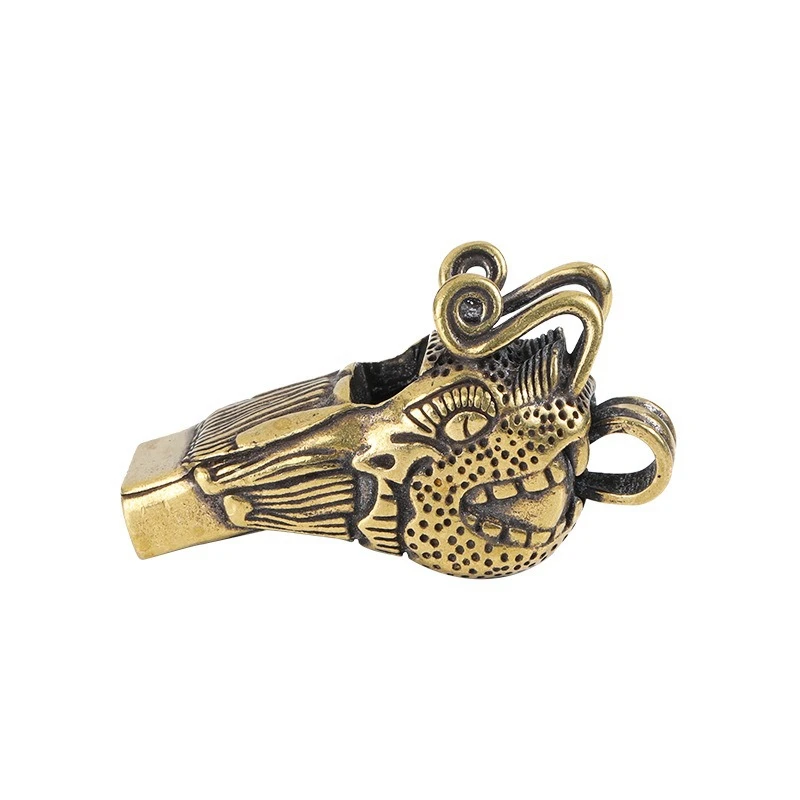 Vintage Brass Dragon Head Whistle Car Keys catene pendenti uomo donna Outdoor Survival Tools fischietti collane portachiavi appesi