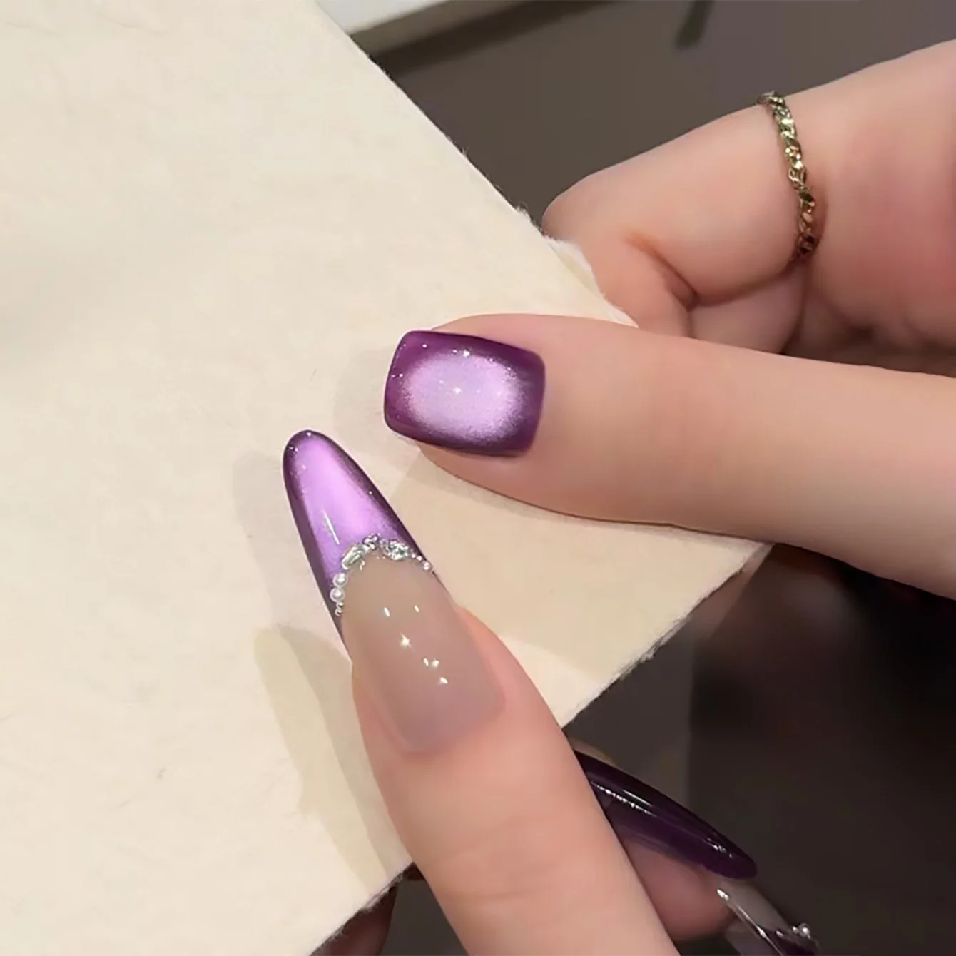 1 szt. WS Advanced Whitening Spice Girls Style Purple Charm Glass Beads Cat Eyes Gel Enchanting Purple Cat Eye Gel Lakier do paznokci