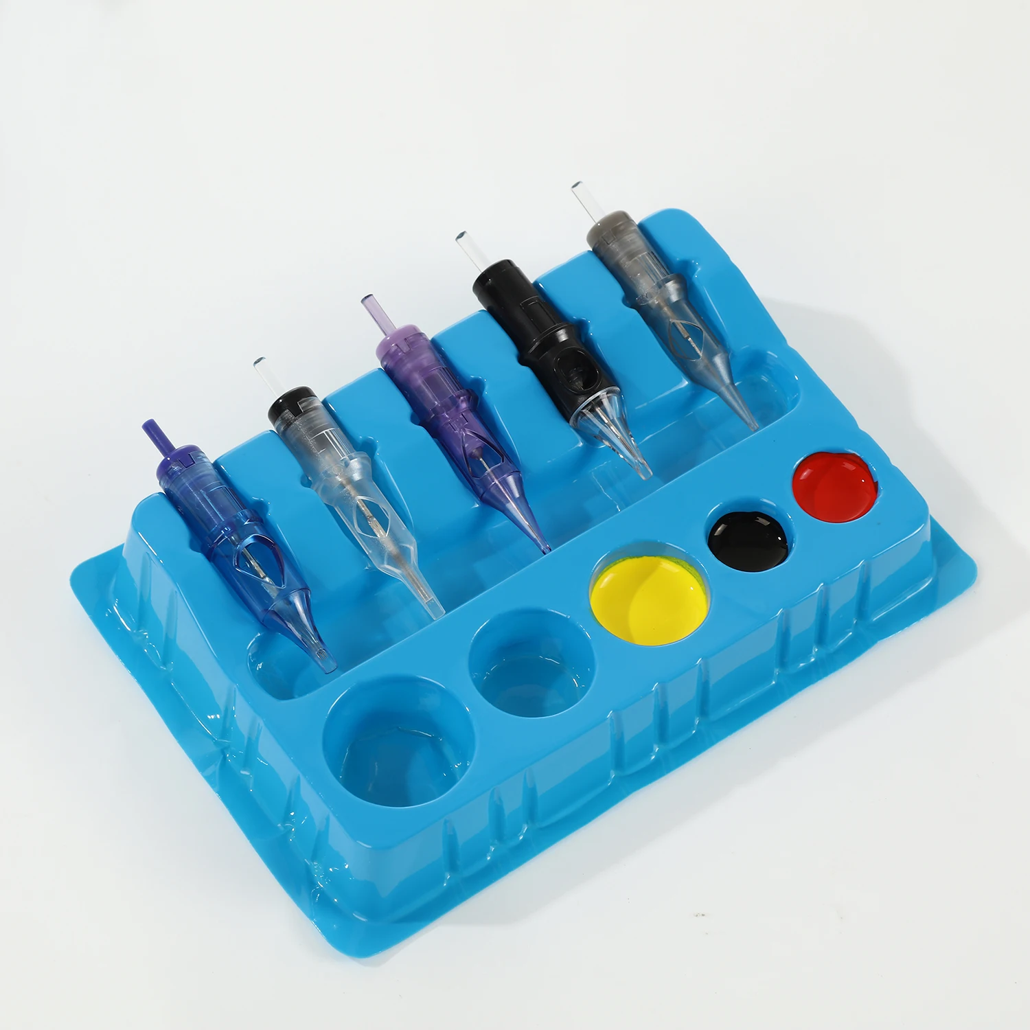 

Лоток для чернил для татуировки, 20 шт., игла для татуировки, держатель для чашки с чернилами, одноразовый портативный пластиковый подставка для чашки для чистки чернил, подставка для картриджа для татуировки