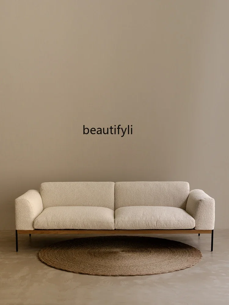 

B7304 ss диван из пуховой ткани в японском стиле, современная простая гостиная, скандинавский встроенный диван из цельного дерева для трех человек