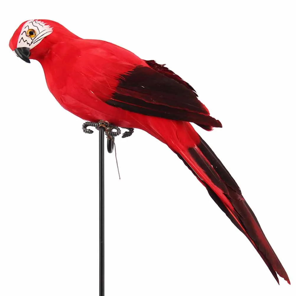 

25Cm Parrot Decoration Imitation Red Simulated Bird Ornament For Home Office Living Room Garden Indoor Outdoor