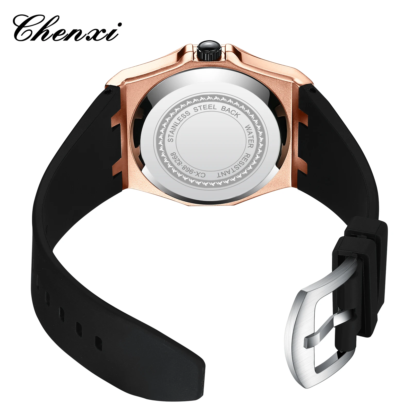 CHENXI 8268 Men\'s Quartz Watch Luminous Silicone Strap Waterproof Calendar Sports Casual Watches for Men reloj hombre