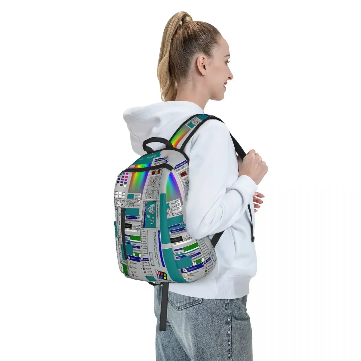 

Windows 95 Collage Student Backpack School Bag Hiking Travel Daypack for Boys Girls Fashion Bookbag Shoulder Bags