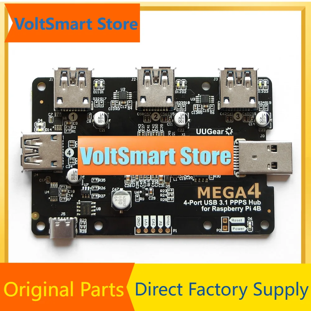 VoltSMEGA4: 4-PORT USB 3.1 PPPS HUB FOR RASPBERRY PI 4B
