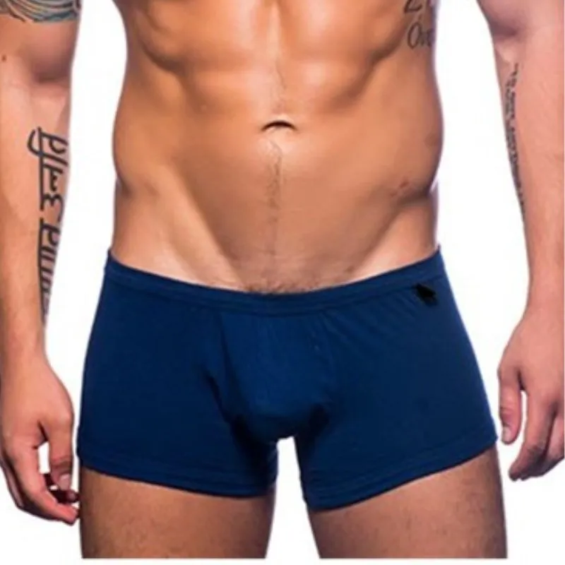 Men's Cotton Boxer Briefs, Separated Pouch U-Convex Low Rise Breathable Elastic Short Leg Underwear