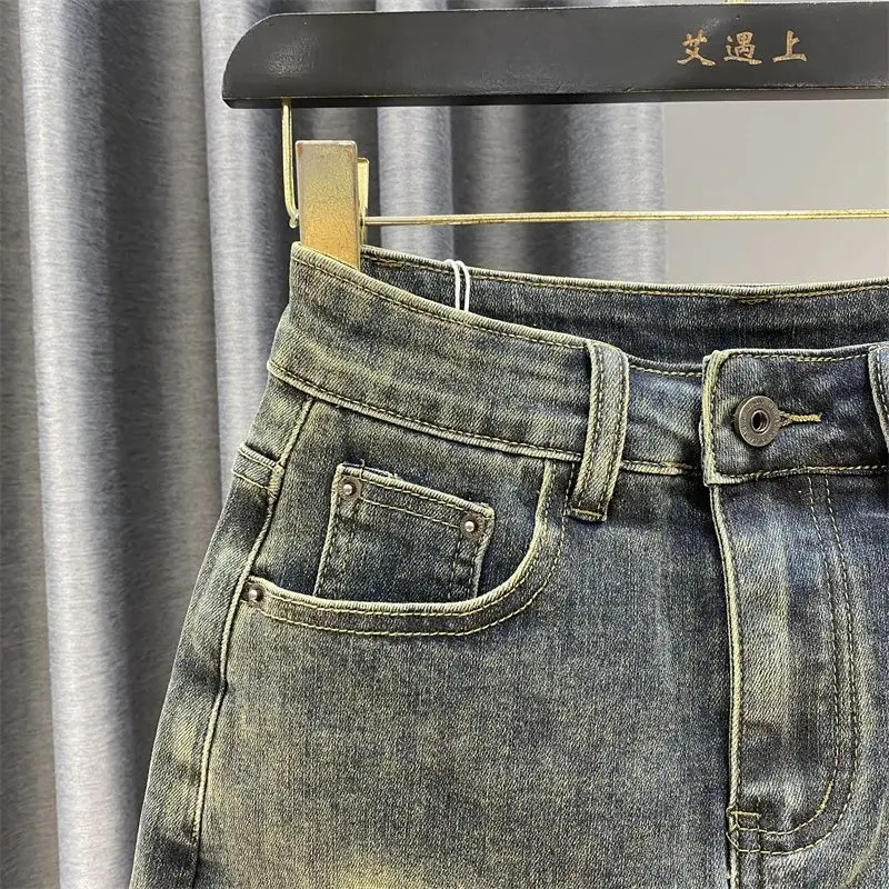 미국 레트로 하이웨이스트 데님 숏 스커트 여성용 여름 신상 힙커버 A라인 다용도 스커트 팬츠