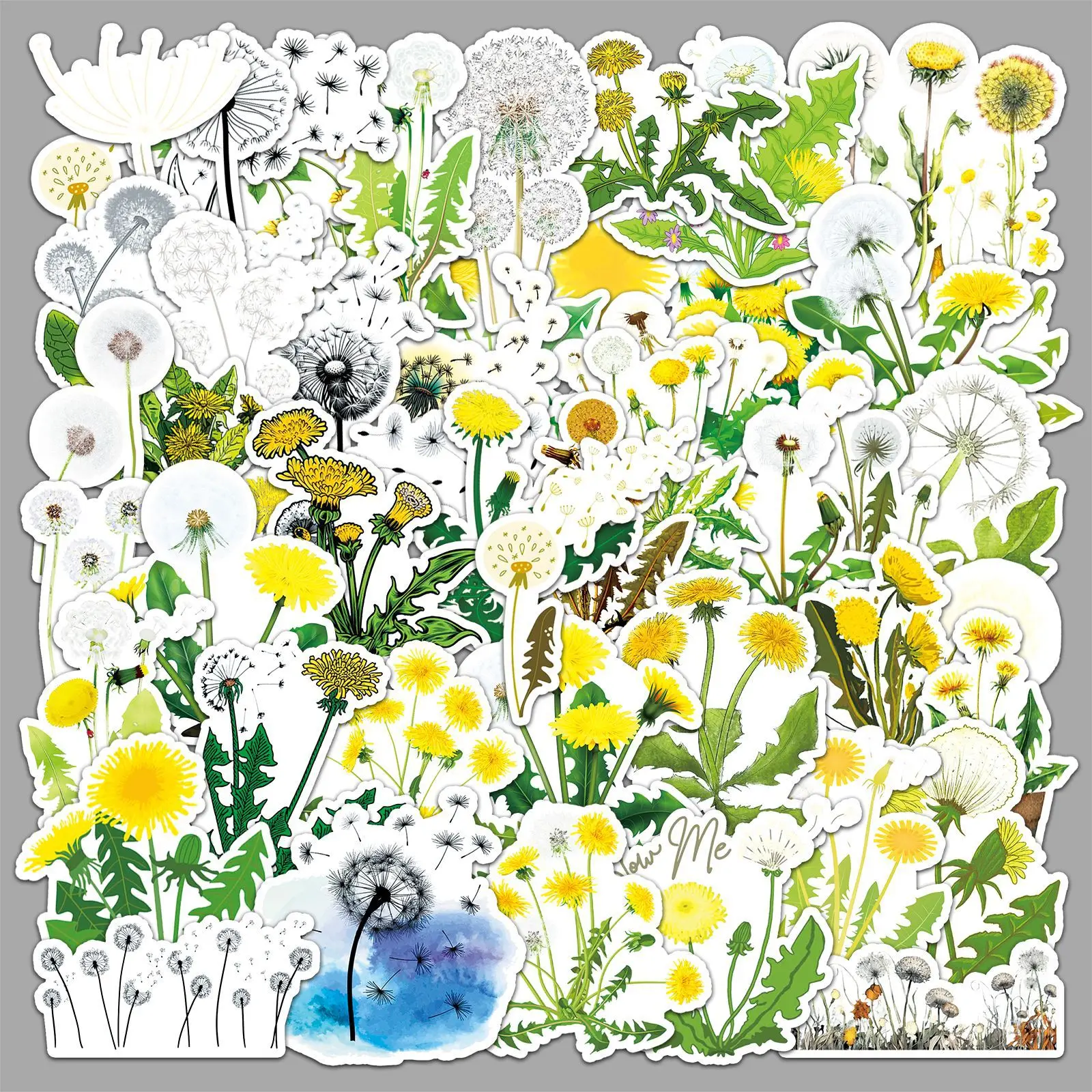 

50Pcs Dandelion Graffiti Stickers Personalized Small Fresh Plant Flower Decorative Stickers DIY Guitar Water Cup Skateboard