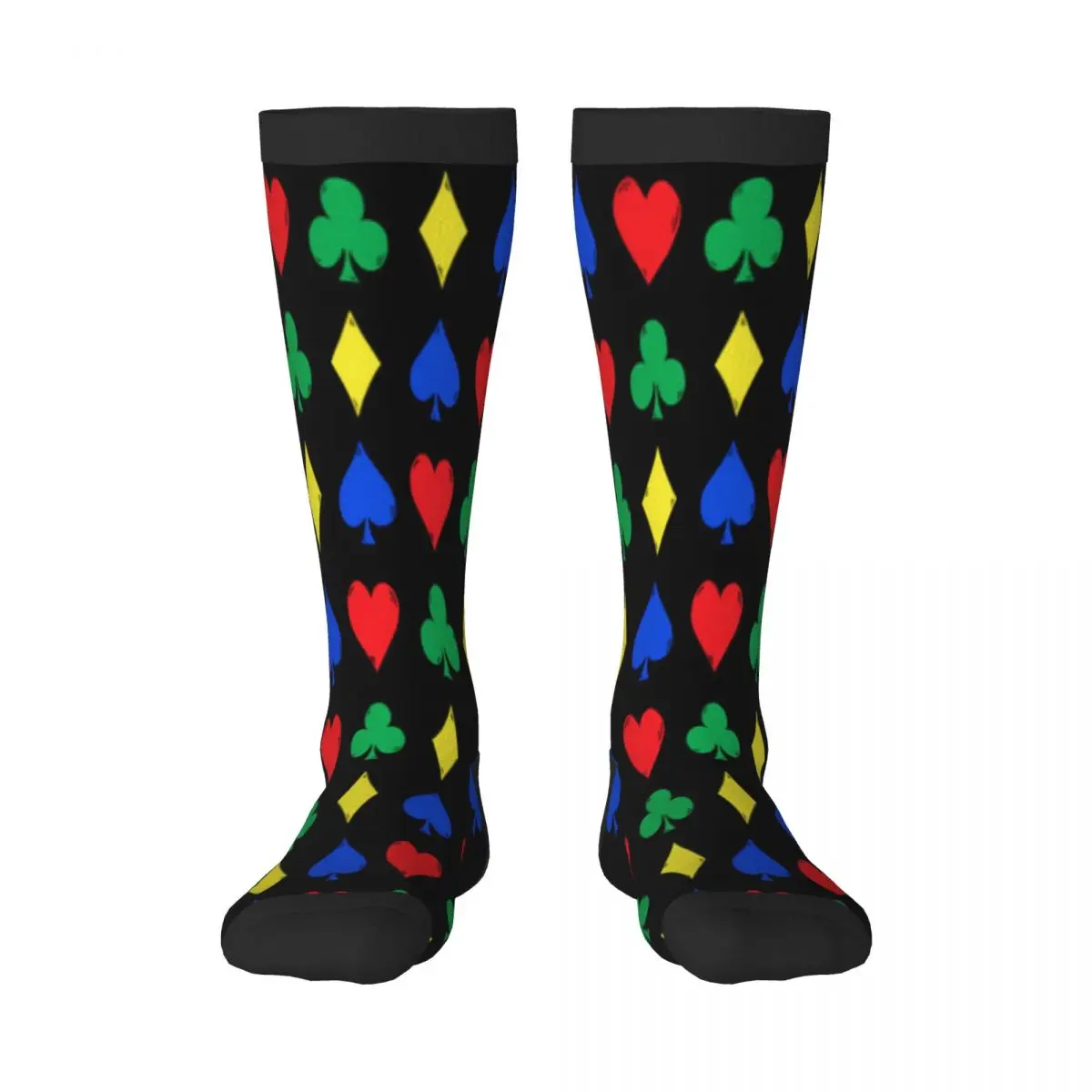 Colorful Card Suits Poker Pattern Socks Harajuku Business Sports Outdoor Long Sox