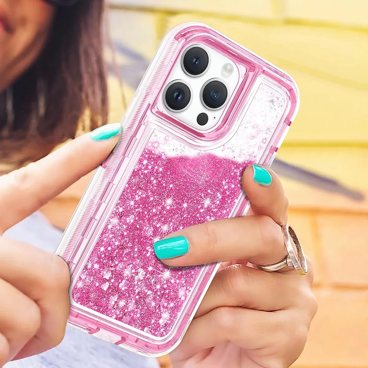 3-in-1 OTT Heavy Duty Glitzer-Flüssig-Quicksand-Box-Handyhülle für iPhone 18 17Air 16 15 14 Pro Max, stoßfeste Schutzhülle in Militärqualität – Detail 7