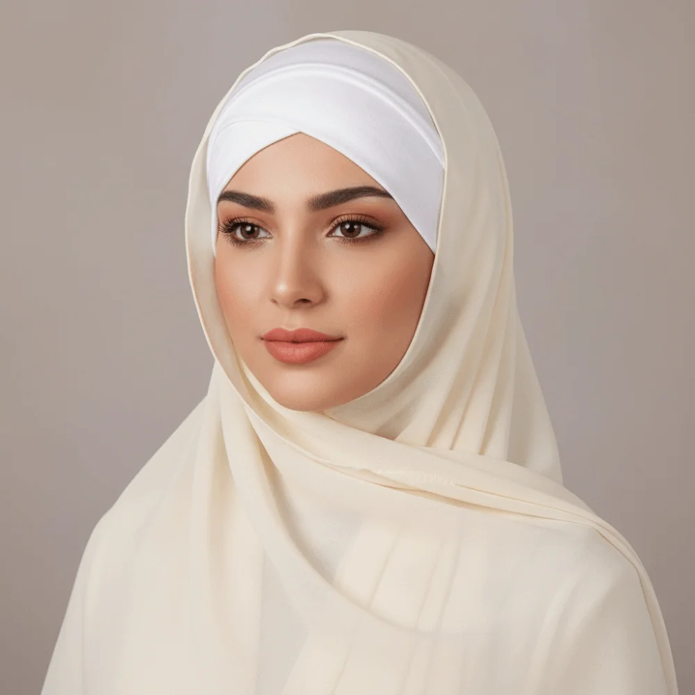 Comfortable Fit Solid Color Inner Cap Jersey Cotton Under Hijab Bonnet Forehead Cross Elastic Under Scarf Caps for Women