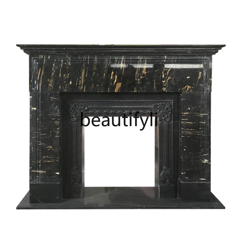 Marble Fireplace French Fireplace Modern Simple American Natural Stone Black Decorative Cabinet