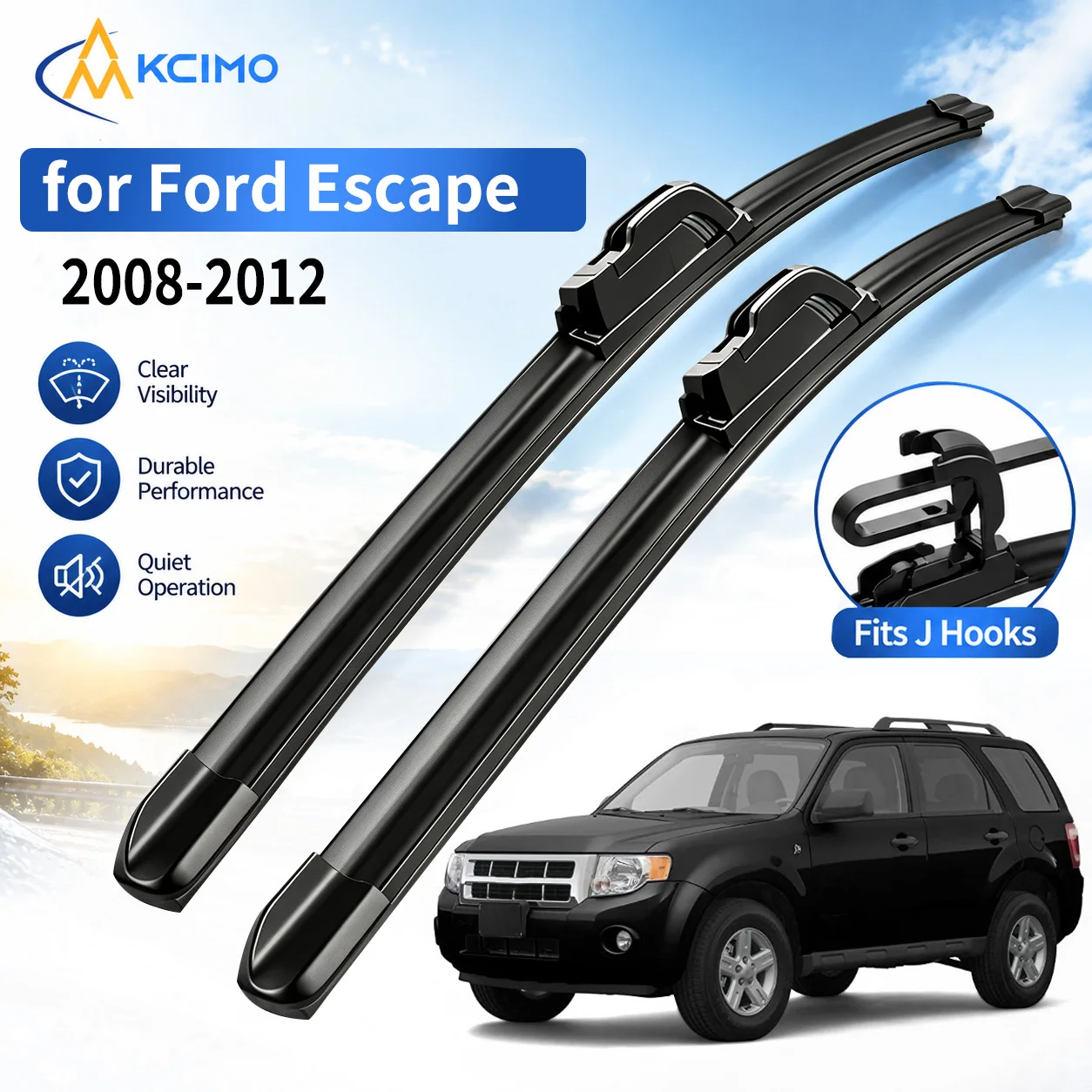 U/J Hook Type Car Wiper Set 20"+20" Windshield Wipers For Ford Escape MK2 2008-2012 High Quality Front Window Wiper Blades