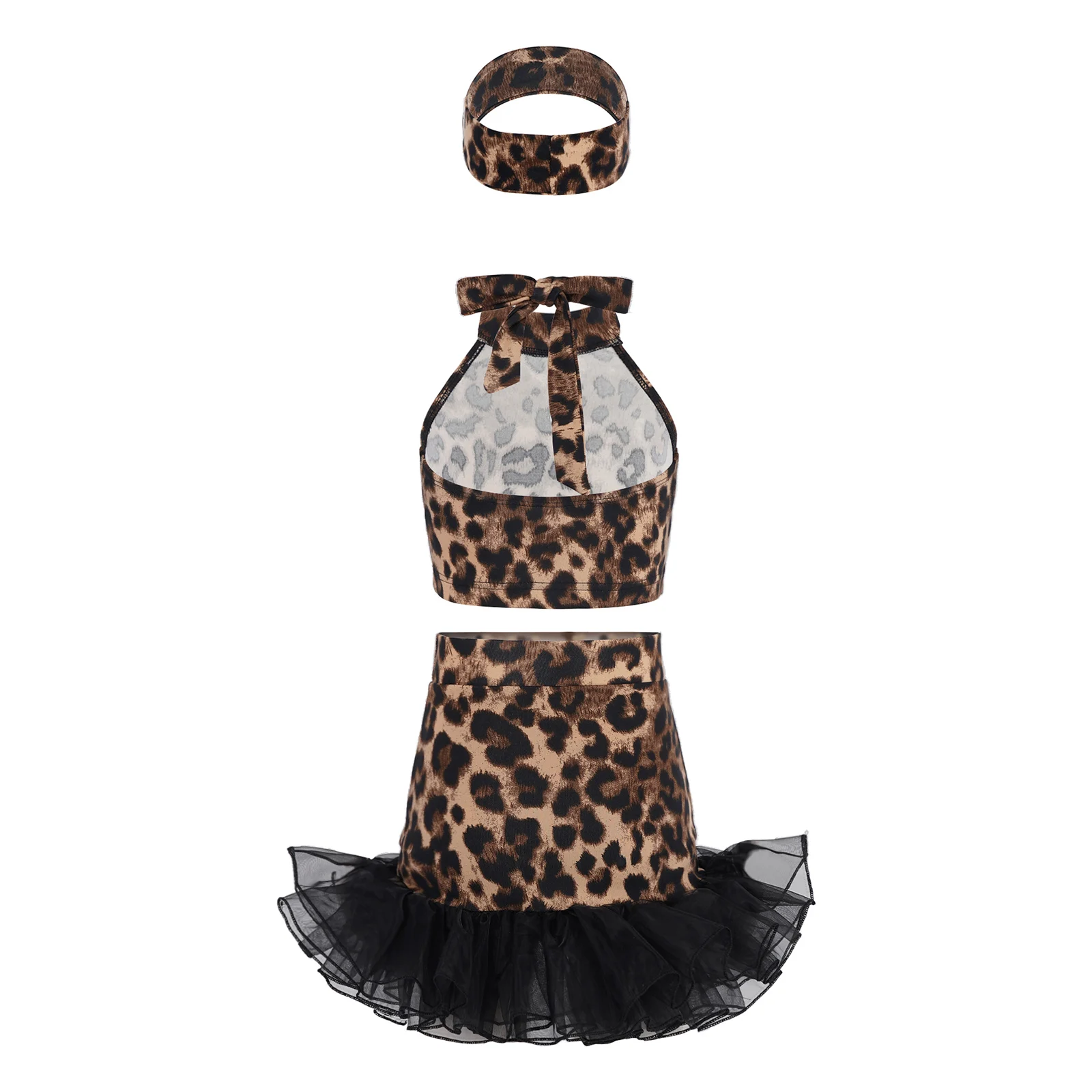 

Одежда для выступлений по румбе, сальсе и танго для девочек, детский тренировочный костюм для латиноамериканских танцев, одежда для занятий американскими танцами с леопардовым принтом