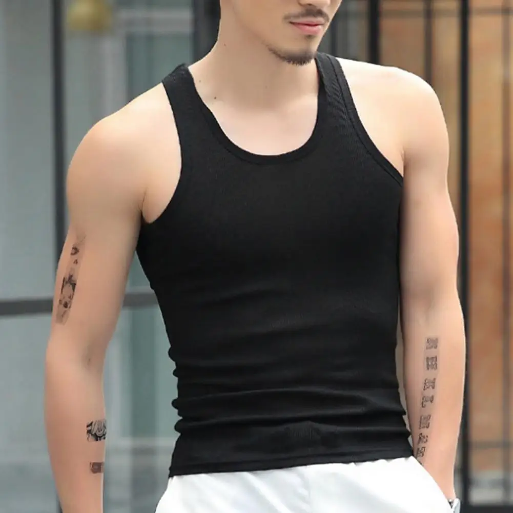 2025 Men O-neck Sleeveless Tank Tops Men's Tank Top With Good Elasticity Breathability Fitness Sports And Slim Fit Outdoor Vest