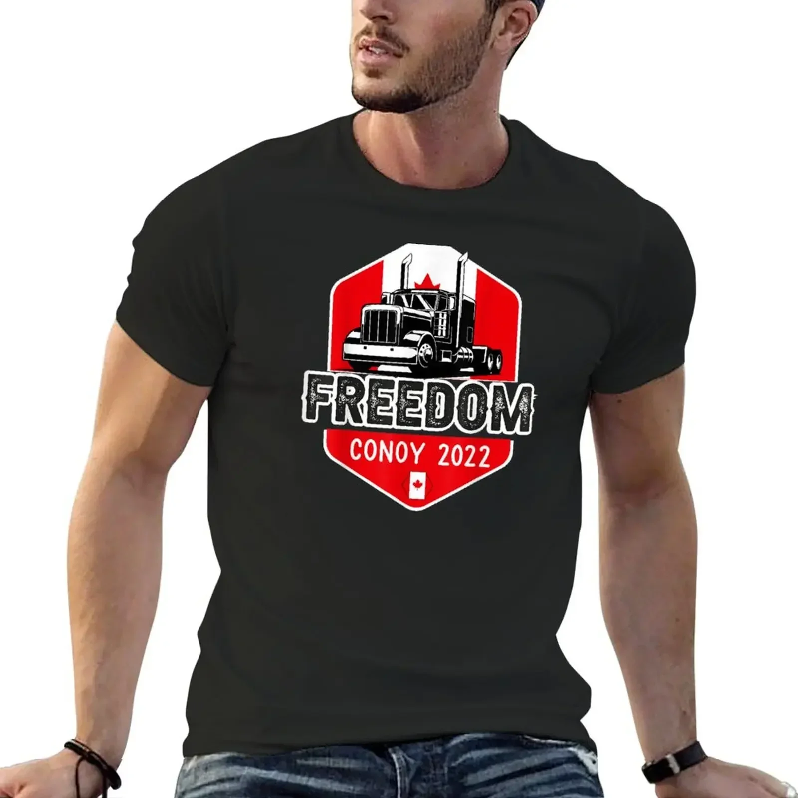 

Canada Freedom Convoy 2022 Canadian Truckers Support flag T-Shirt quick drying tops t shirts for men graphic