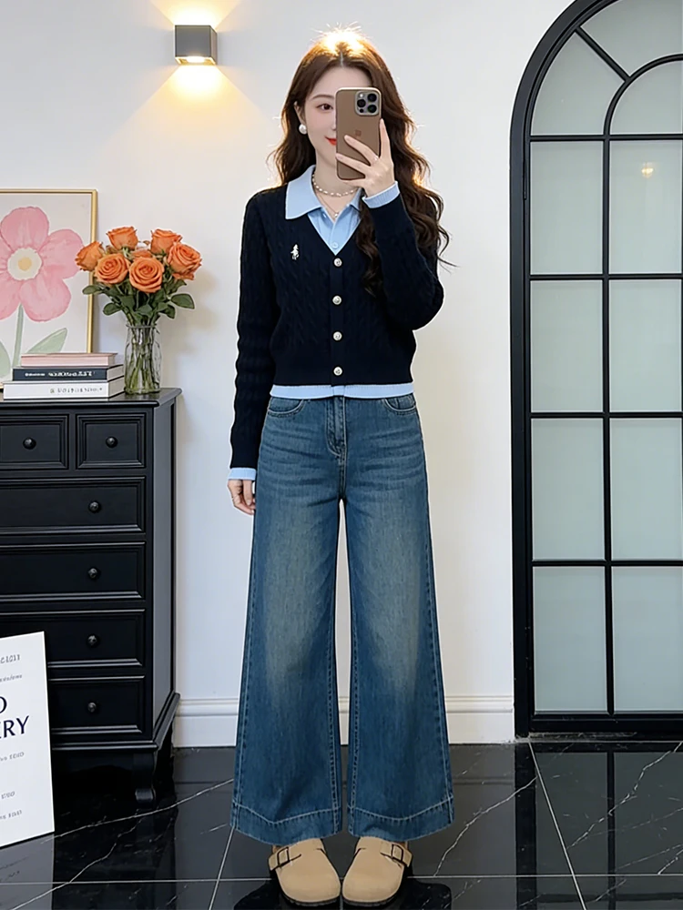 Sli Quali Cardigan de malha feminino Faion anti-envelhecimento outono inverno nova chegada pequena fraança Sle casual ajuste longo S...