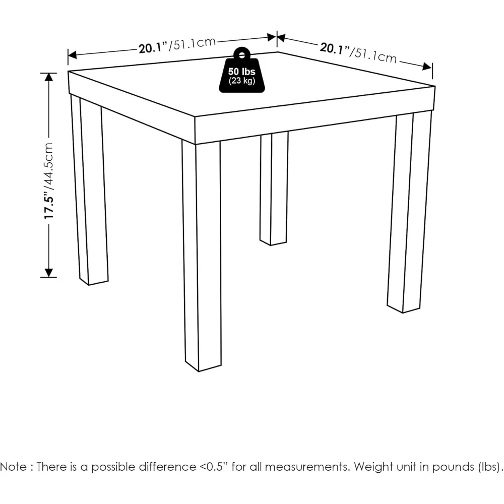 مجموعة من طاولتين جانبية بارسونز مربعة سوداء اللون، تصميم بسيط لغرفة المعيشة أو غرفة النوم #3