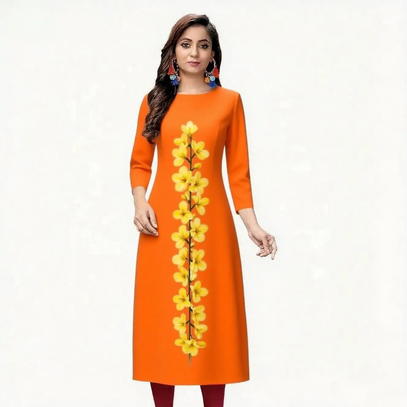 ドレス カート レディース おしゃれ 長袖 ストレート チューブ カジュアル ラウンドネック 写真、複数のケース バケーションスタイル2026