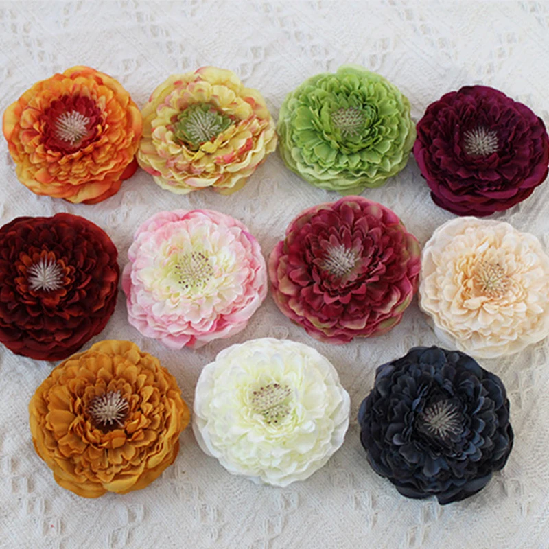 20pcs 8cm Peony Artificial Silk Flowers Heads For Wedding Decoration DIY Wreath Gift Box Scrapbooking Craft Fake Flower