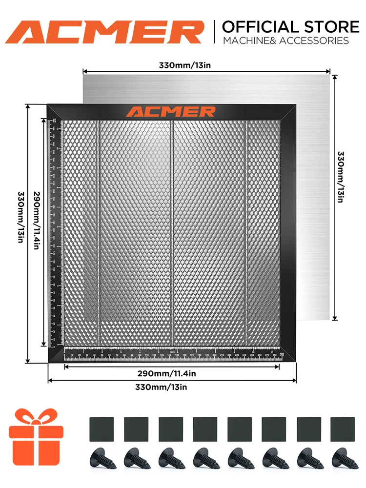 Płyta plastra miodu ACMER do grawerowania laserowego, przeznaczona do maszyn do grawerowania i cięcia laserem CO2 CNC, 400X400mm 440X440mm — 2