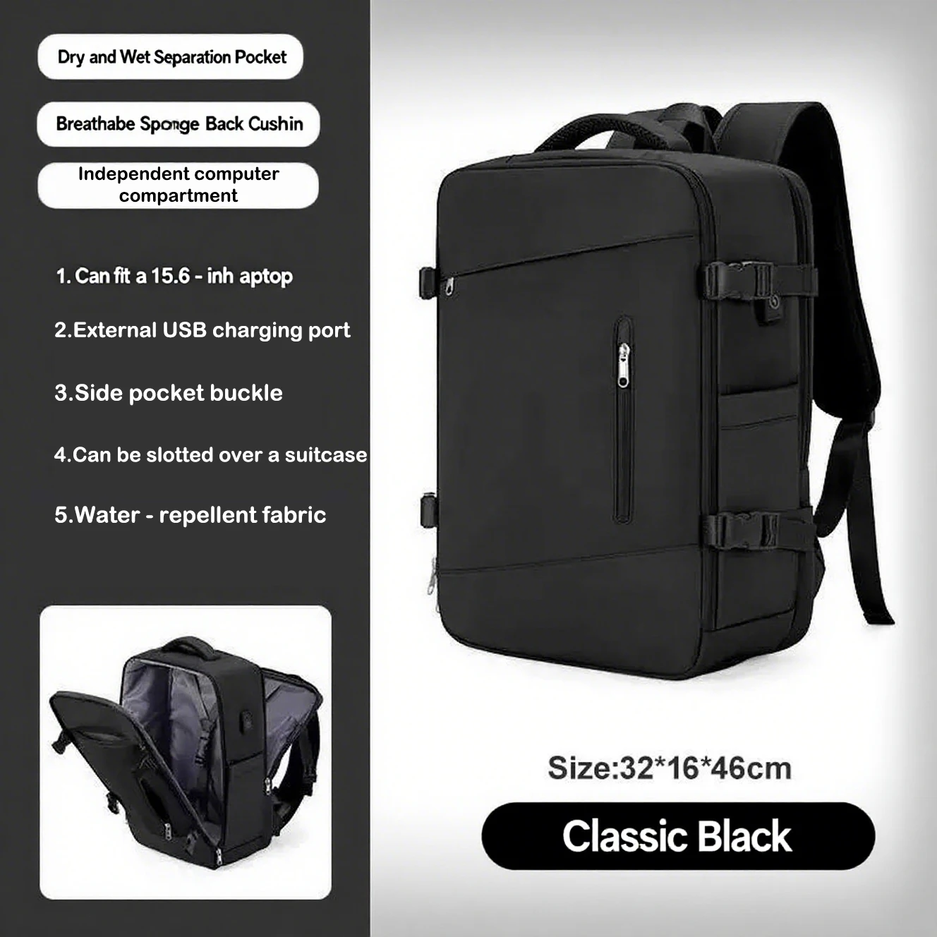 

Легкий дорожный рюкзак большой вместимости, в регистрации, 15. 6-дюймовая сумка для ноутбука с отделением для ноутбука, легкий рюкзак в аэропорту, многофункциональный дорожный рюкзак большой вместимости, рюкзак для ноутбука с портом для зарядки, стильная 