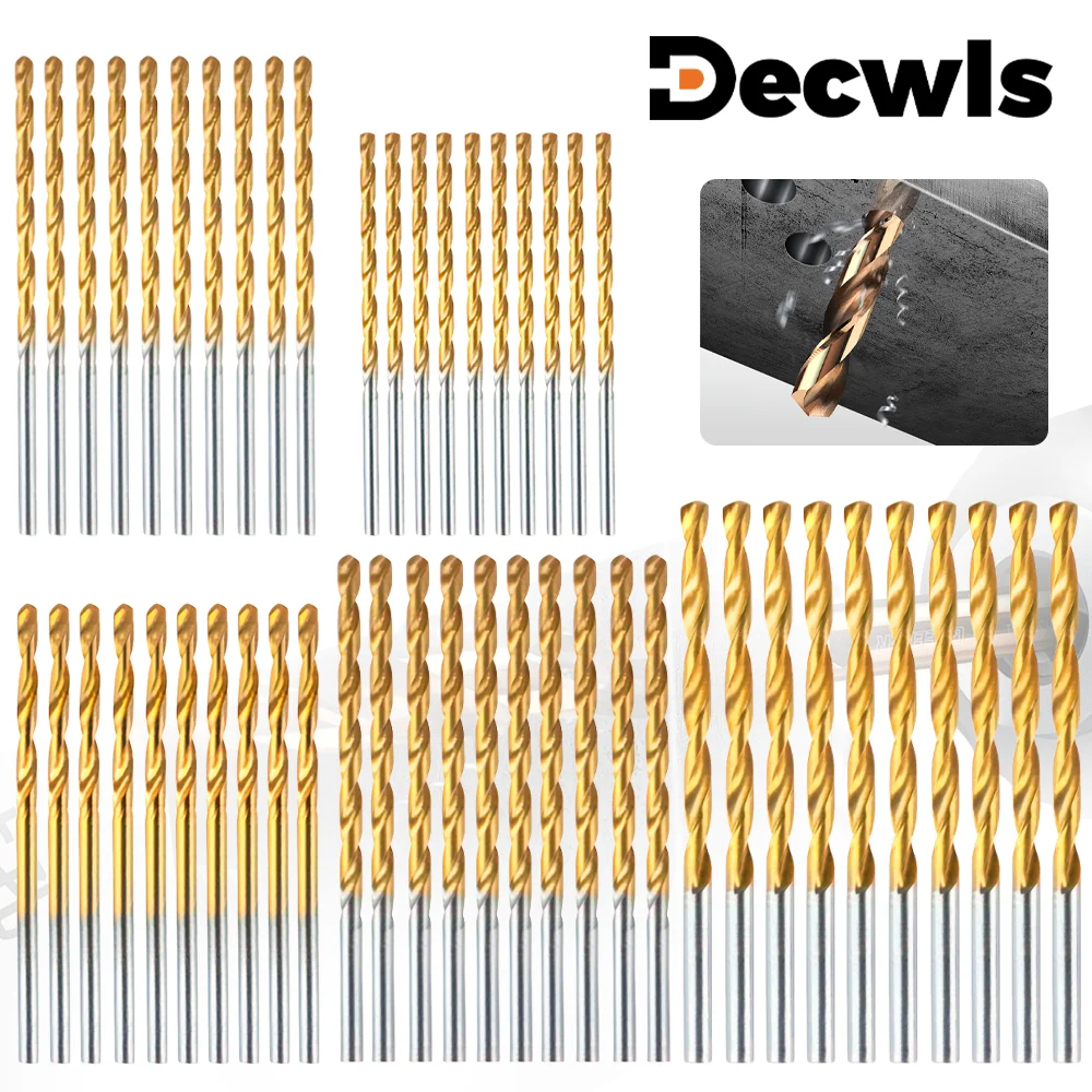 50 Pieces Of Drill Bits,1/1.5/2/2.5/3mm High-speed Steel Titanium-Coated Twist Drill Bits, Drilling Tools,Straight Hole Drilling