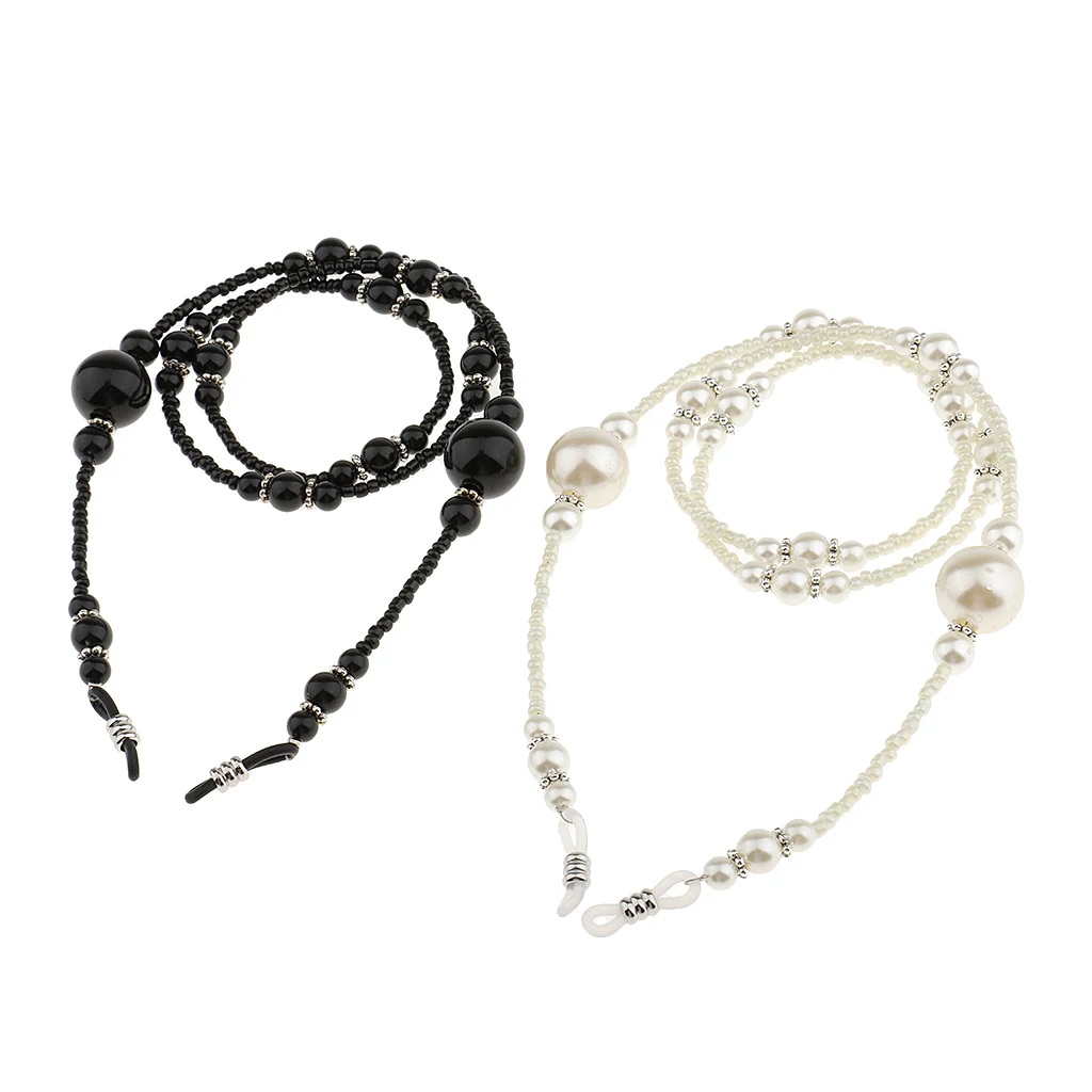

2Pcs Crystal Beads Eyeglass Chains, Cords, Holder Strap Lanyards Eyewear Retainer