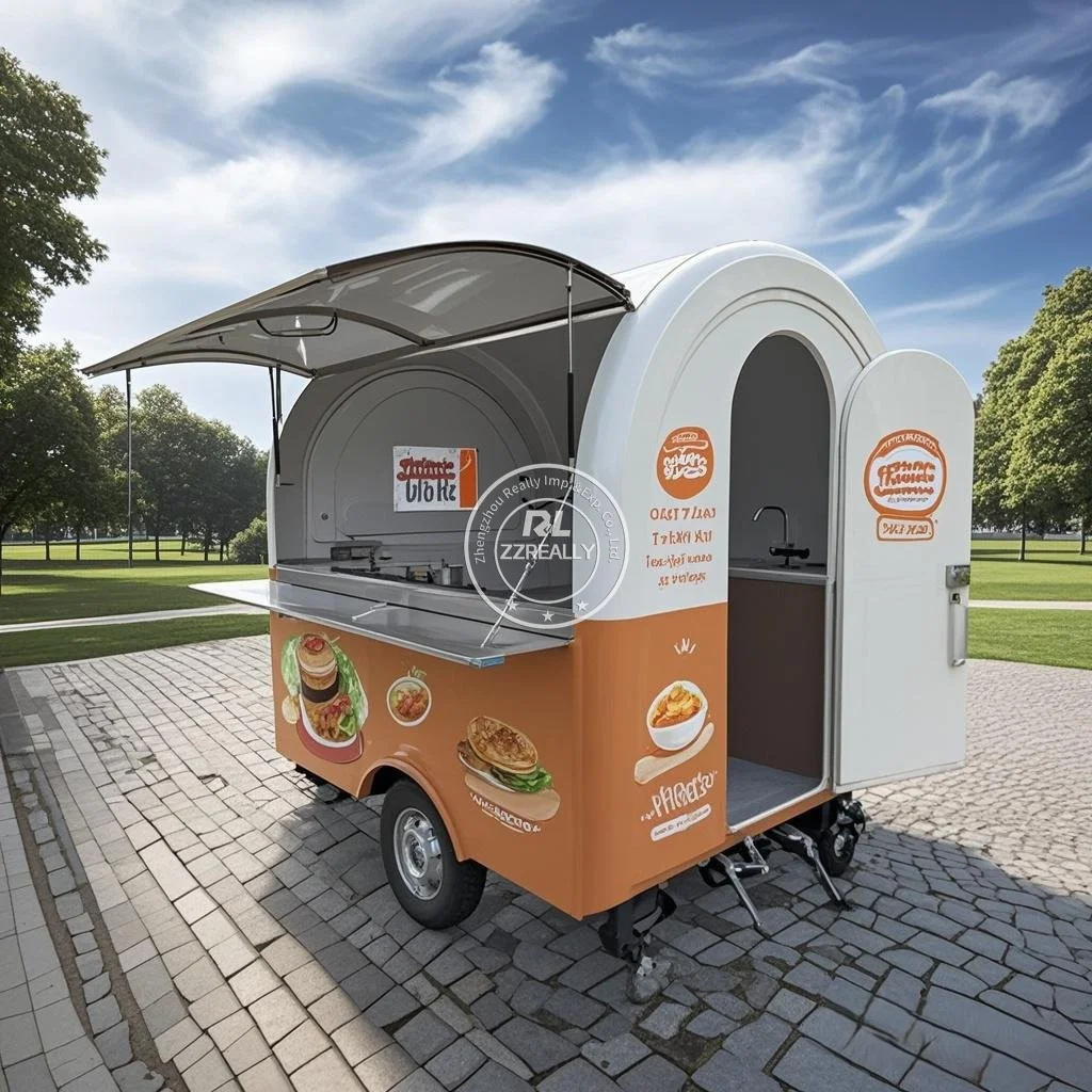 

American Stainless Steel Street Mobile Kiosk Food Vending Cart Ice Cream BBQ Restaurant Mobile Food Truck Fast Trailer for Sale