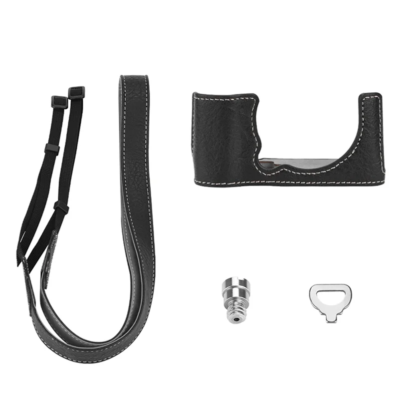

A39Q-Camera Base Accessories Camera Protective Leather Case Camera Bag Shoulder Strap Black