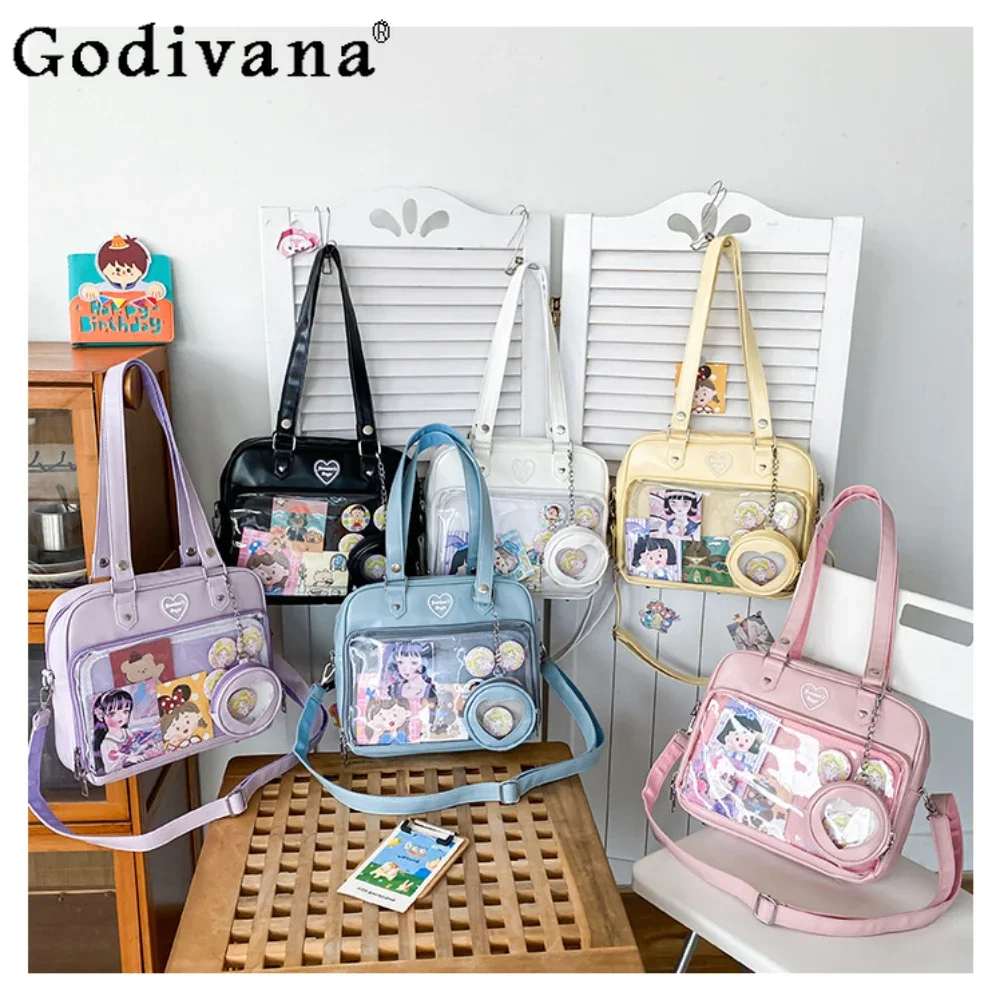 

Sweet Cute Jk Uniform Shoulder Bag Students Casual Kawaii Shoulder Messenger Crossbody Bags Transparent Itabag Women Handbags