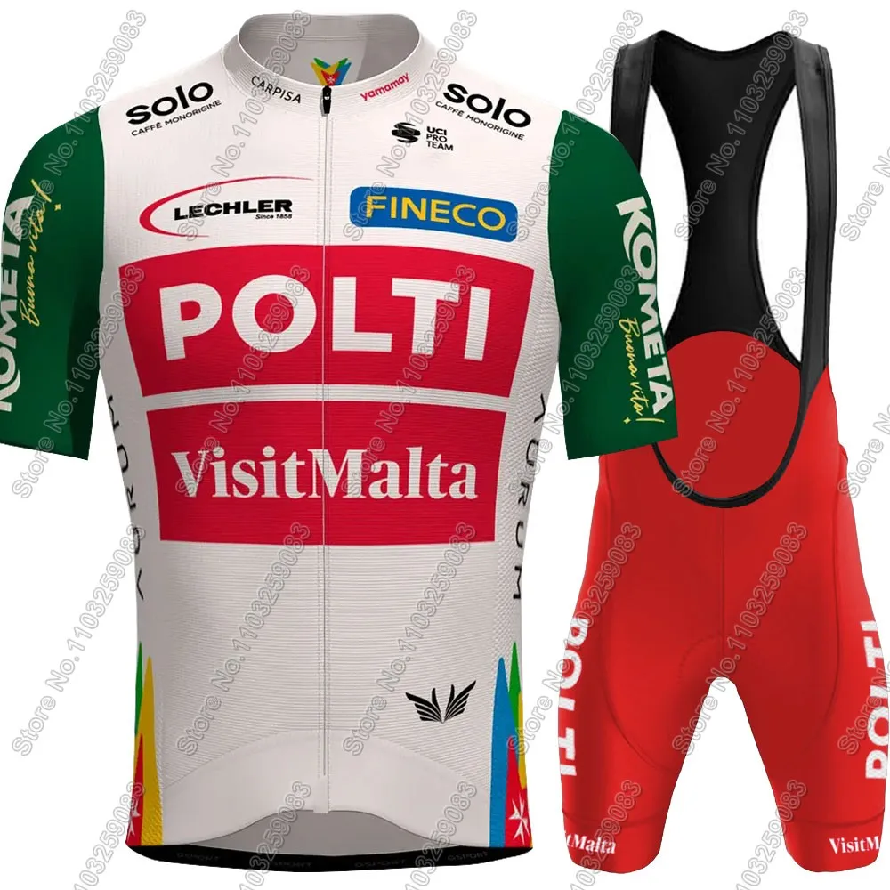 Team Polti Visitmalta 2025 Cycling Jersey Set Mens Italy Kometa Clothing Road Bike Suit Mountain Bicycle Shirt Bib Shorts MTB