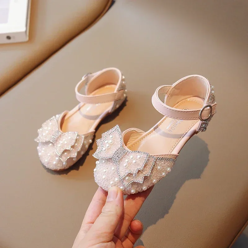 Summer Girls Flat Princess Sandals Fashion Sequins Bow Rhinestone Baby Shoes Kids Shoes For Party Wedding Party Sandals